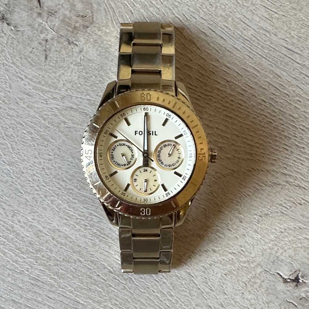 Fossil Gold Chronograph Watch
